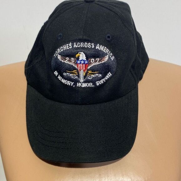 Head To Toe Men's Navy Strapback Torches Across America Baseball Cap Adjustable - Picture 1 of 11